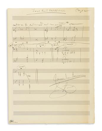 VAN HEUSEN, JIMMY. Autograph Musical Manuscript Signed, twice, working draft for the vocal score of Love and Marriage, in pencil,